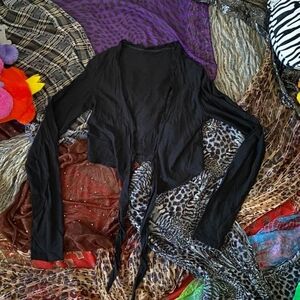 Black Long Sleeve Tie-Front Top